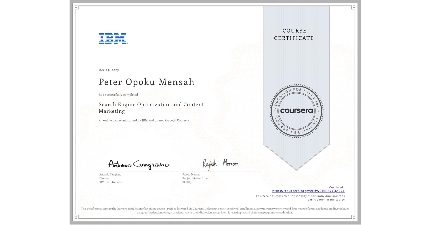 Certificate 3