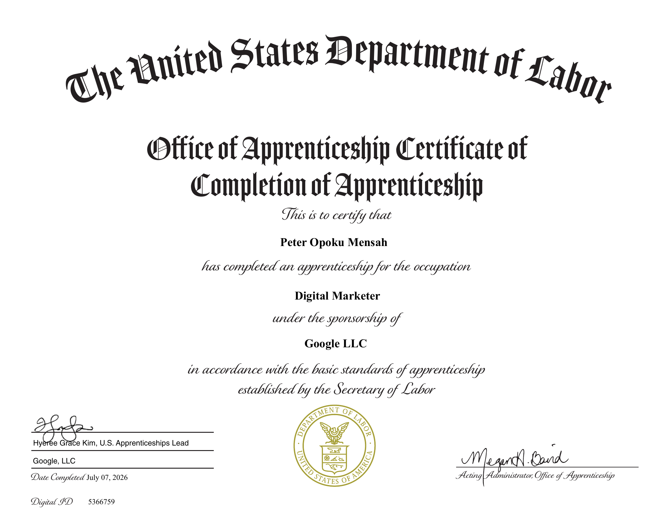 Certificate 1